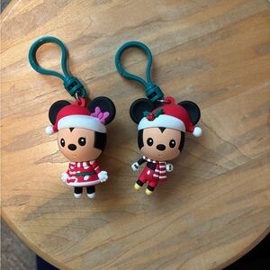 NWOT Disney Mickey & Minnie Christmas bag charms keychains
